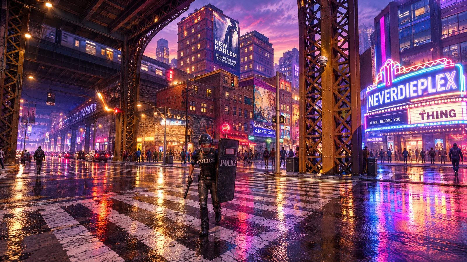 Cinematic destination artwork of New Harlem