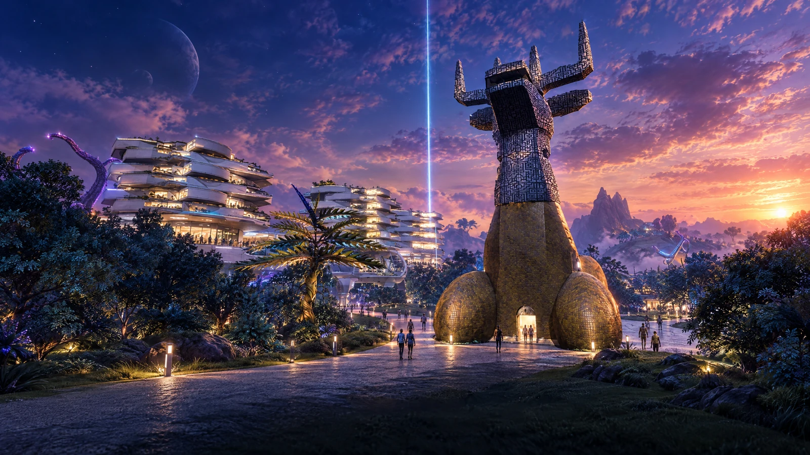 Cinematic illustration of New Oxford Mall in Calypso